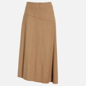 Vince Amber Paneled Asymmetric Wool Blend Midi Skirt – Camel Brown